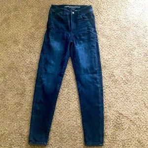 Dark blue high rise American Eagle jeans.